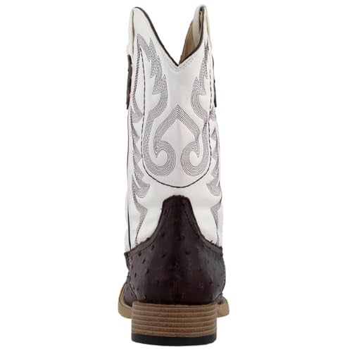 ROPER Mens Bumps Ostrich Square Toe Casual Boots Mid Calf - Brown, White - Size 7.5 D - Image 4