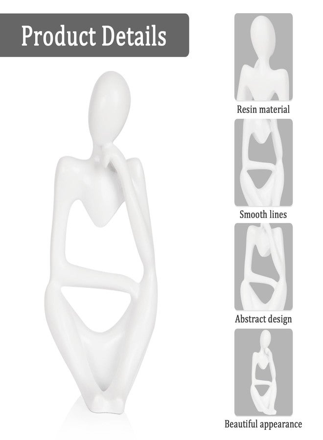 Ozzptuu Sandstone Resin Thinker Style Abstract Sculpture Statue Collectible Figurines Home Office Bookshelf Desktop Decor (Small White, Right) - Image 4