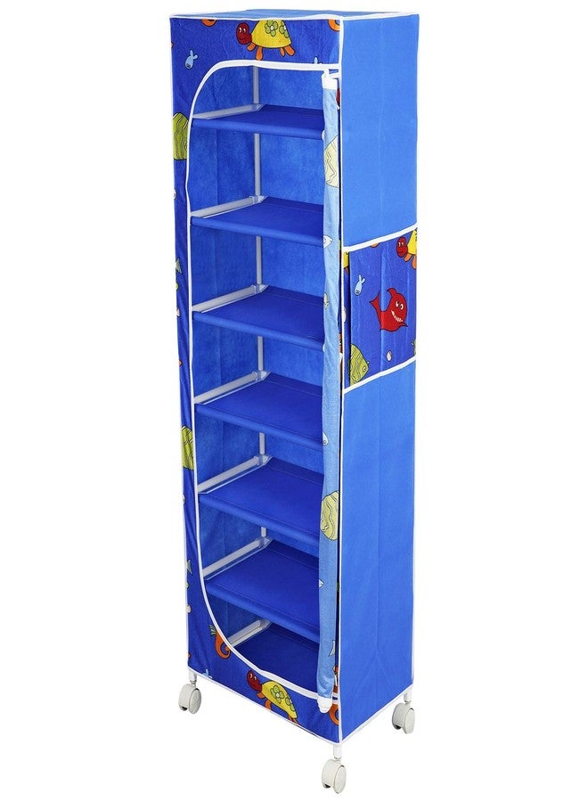 Homeeva 7 Shelves Baby Foldable Wardrobe | Aquatic Blue (Made in India) - Fabric - Image 1