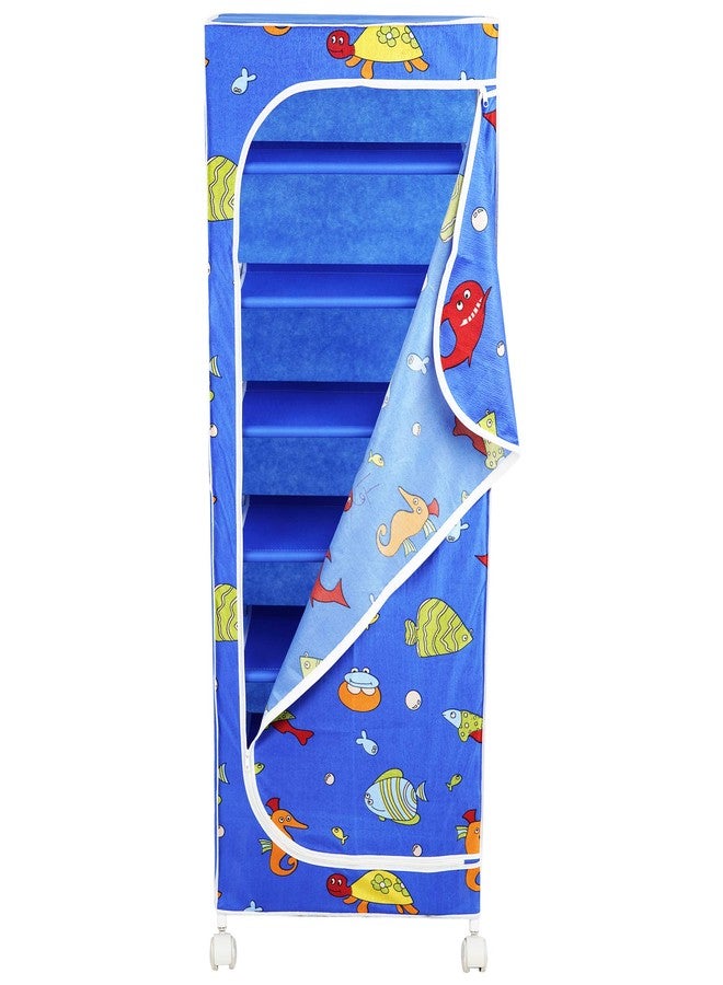 Homeeva 7 Shelves Baby Foldable Wardrobe | Aquatic Blue (Made in India) - Fabric - Image 4
