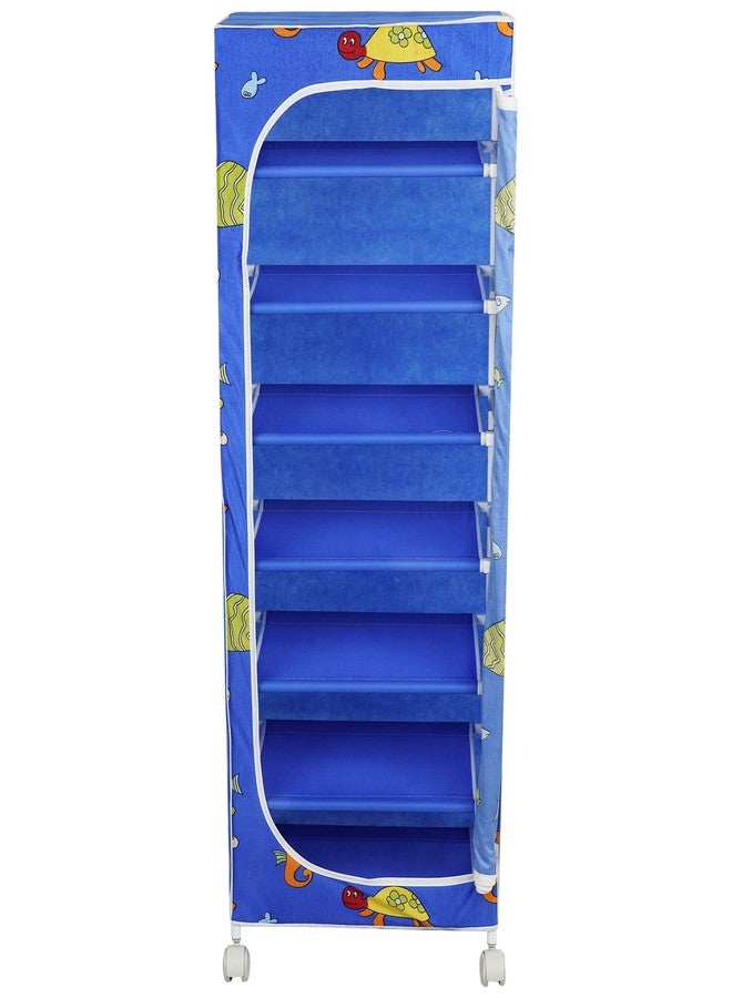 Homeeva 7 Shelves Baby Foldable Wardrobe | Aquatic Blue (Made in India) - Fabric - Image 3