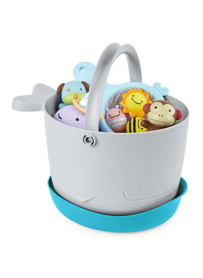 سكيب هوب Moby Stowaway Bath Toy Bucket, White And Blue
