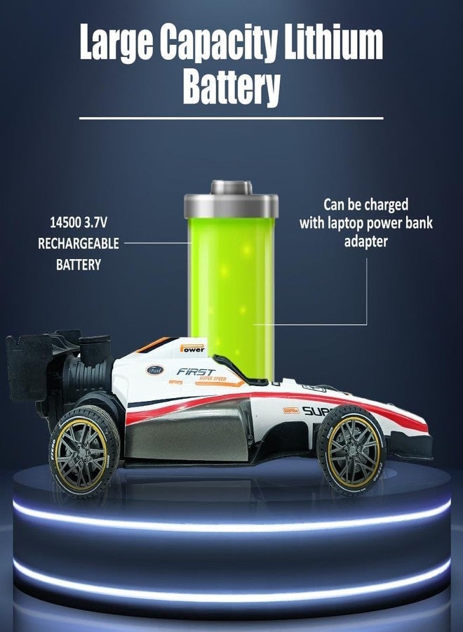 Space Enterprises High Speed Rc Car Remote Control 2Wd F1 Car for Boys|Scale 1:14 Big Formula Car Toys for Boys with Light&Flame-Rechargeable,White - Image 3