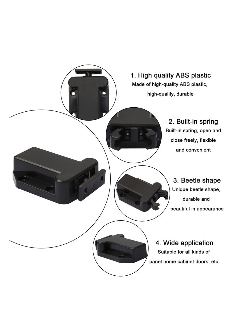 Y&D - Touch Release Catch Latch Black Push to Open Lock with Automatic Pop up Function Cabinet Abs for Cupboard and Drawer - Image 1