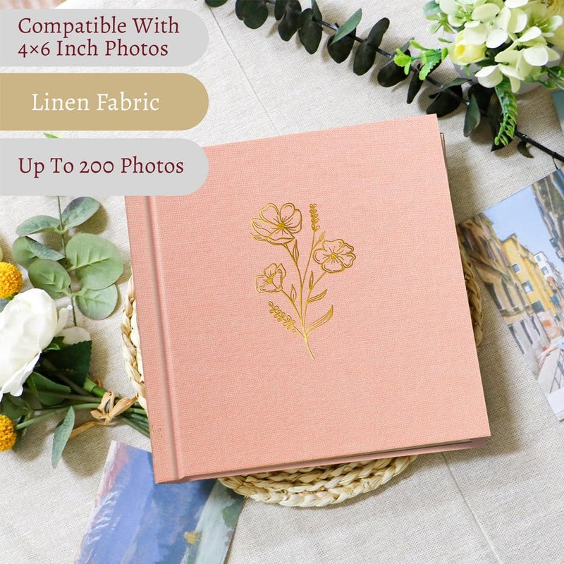 Holoary Photo Album 4x6 200 Photos, 200 Pockets 4â€x6â€ Picture Album, Linen Fabric Cover Big Picture Book for Photos with Writing Area, 4x6 Photo Albums for Family Weddings Travel Memories(Pink) - Image 4