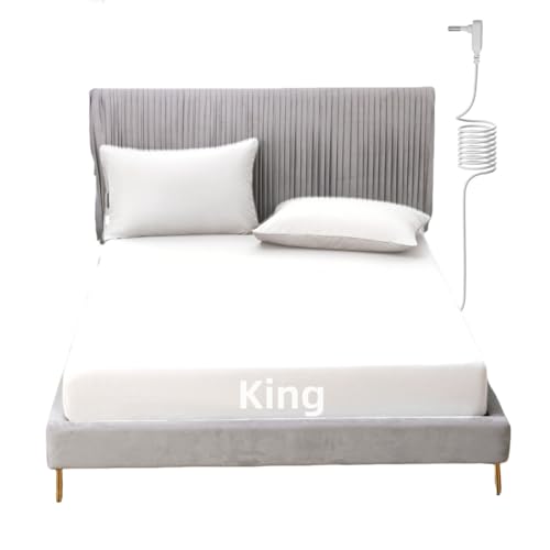 JIUMIWA Grounding Sheet King Size with 15ft Cord, 90% Organic Cotton + 10% Silver Fiber, Conductive Earthing Bed Sheets for Better Sleep and Wellness (White, King - 76"x80"x13") - Image 1