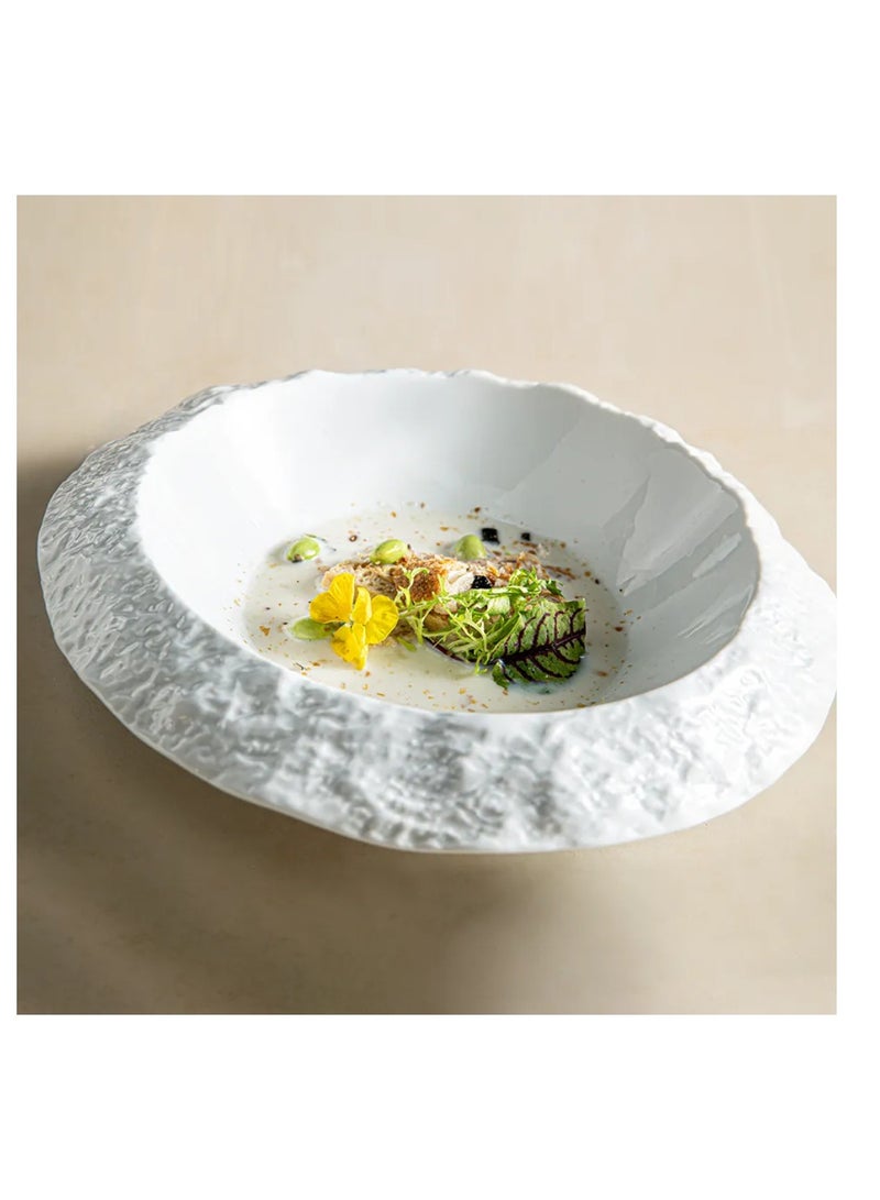 ماك هوم طبق حساء MAAC Home المنحوت من الفخار الأبيض - تصميم من الحجر المرجاني، أنيق ومتين وكلاسيكي - مثالي للاستخدام اليومي والتجمعات العائلية والمطاعم والمآدب والمزيد - Image 2