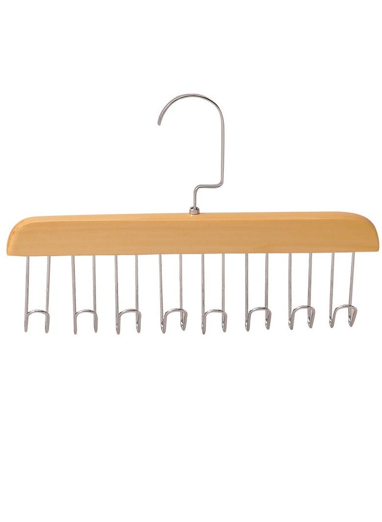 GoldenLike Multifunctional Non-Slip Storage Hangers,Wooden Belt Hanger for Closet with 8 Hooks,Space Saving Hanger Closet Organizers and Storage for Tie,Scarf,Tie,Suspender etc(1Pcs)  - Image 1
