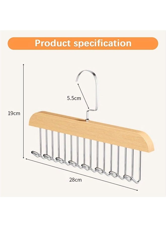 GoldenLike Multifunctional Non-Slip Storage Hangers,Wooden Belt Hanger for Closet with 8 Hooks,Space Saving Hanger Closet Organizers and Storage for Tie,Scarf,Tie,Suspender etc(1Pcs)  - Image 2
