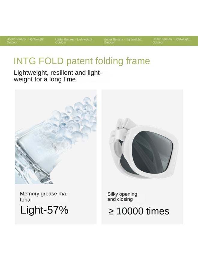 نو 【بدون مكياج الأساسي】نظارات شمسية بإطار مربع قابل للطي مع عدسات نايلون عالية الوضوح، حماية من الأشعة فوق البنفسجية للرجال والنساء - Image 3