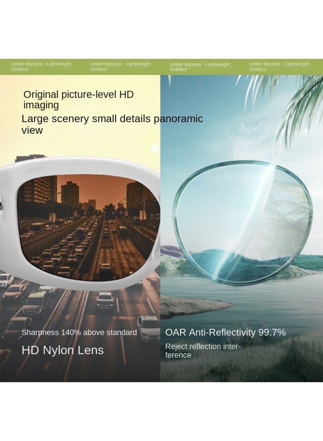 نو 【بدون مكياج الأساسي】نظارات شمسية بإطار مربع قابل للطي مع عدسات نايلون عالية الوضوح، حماية من الأشعة فوق البنفسجية للرجال والنساء - Image 4