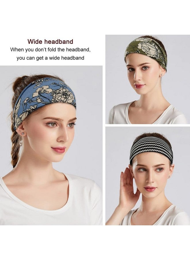 YONUF Boho Headbands For Women Fashion Wide Headband Yoga Workout Head Bands Hair Accessories Band 6 Pack - Image 5
