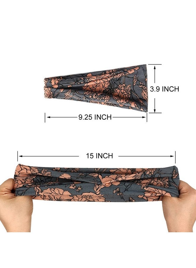 YONUF Boho Headbands For Women Fashion Wide Headband Yoga Workout Head Bands Hair Accessories Band 6 Pack - Image 3