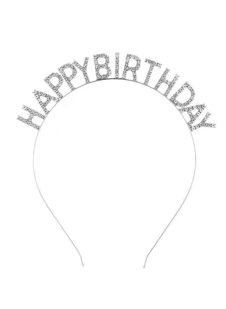 Rhinestone Birthday Headband for Women Girls Happy Birthday Princess Crown Rhinestone Happy Birthday Accessories - Image 1
