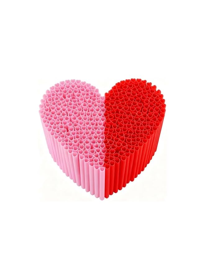 50 Pcs Red & Pink Heart Shaped Disposable Straws, Cute Plastic Drinking Straws for Valentine’s & Galentine’s Day,Cocktail Parties, Bridal Shower, Wedding & Birthday Decor - Image 1