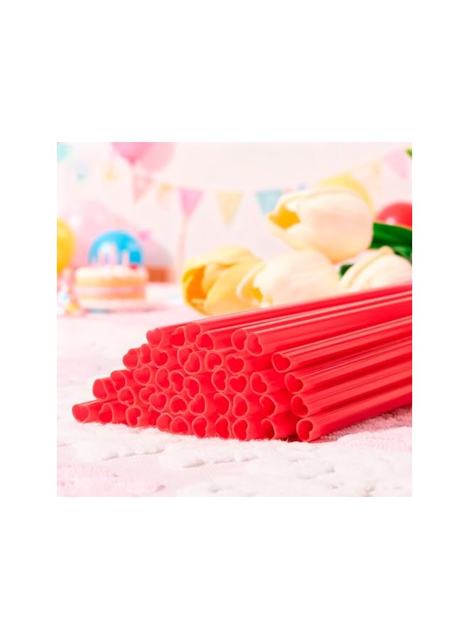 50 Pcs Red & Pink Heart Shaped Disposable Straws, Cute Plastic Drinking Straws for Valentine’s & Galentine’s Day,Cocktail Parties, Bridal Shower, Wedding & Birthday Decor - Image 5