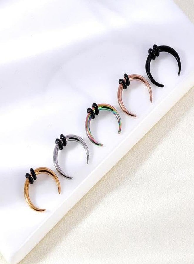 DATOA Pincher Tapers Septum Rings C-Shape Buffalo Stretcher Expander with Black O-Rings Nose Ear Cartilage Nipple Piercing Jewelry-2Pcs 14G - Image 2