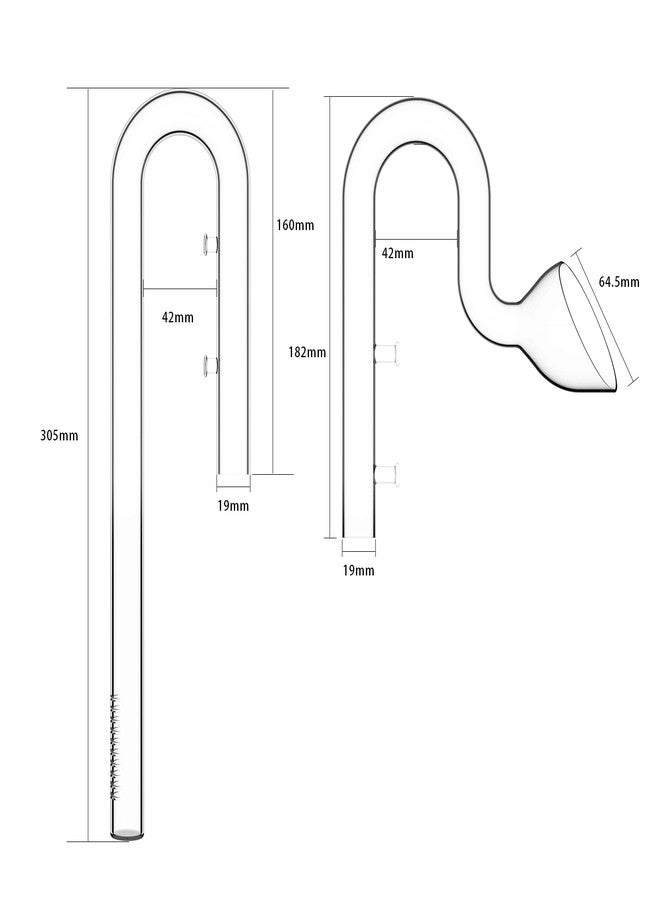FZONE 20mm Aquarium Glass Lily Pipe Kits with Lily Inflow Lily Outflow and Brush for 3/4" ID (19/25mm) Tubing - Image 2