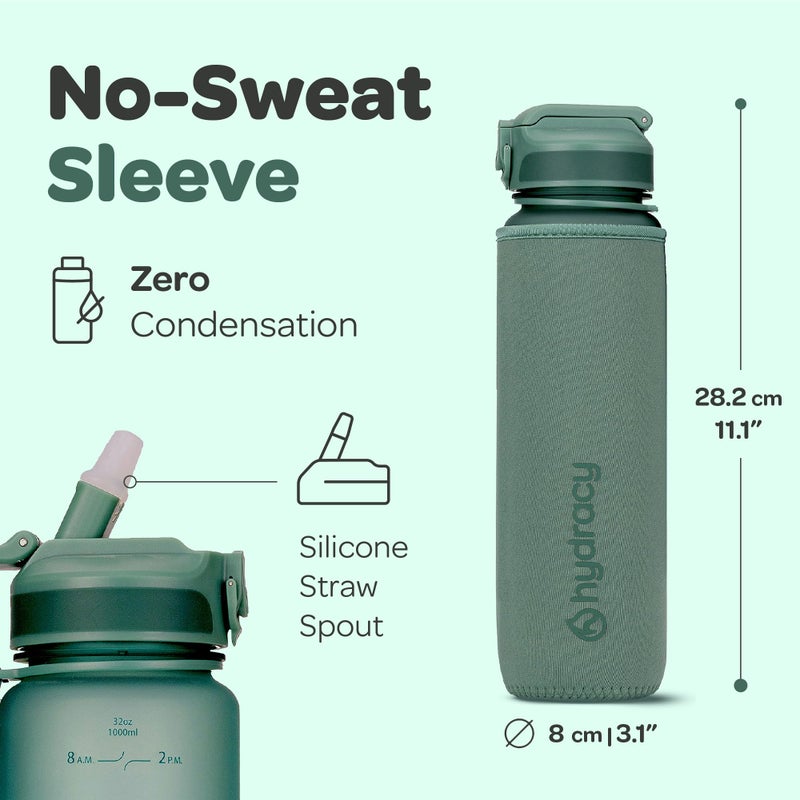 Hydracy Water Bottle with Time Marker & Straw - Large 32 Oz BPA Free Motivational Bottle with Times to Drink - No Sweat Sleeve - Leak Proof Lid - Ideal for Fitness, Sports & Outdoors - Image 5