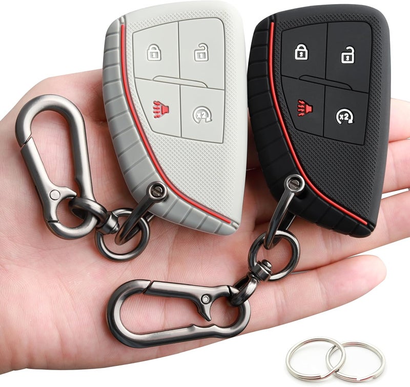 TANDRIVE 4-Button Key Fob Cover for 2023-2026 Chevy and Honda, Silicone, 2-Pack, Black and Gray - Image 1
