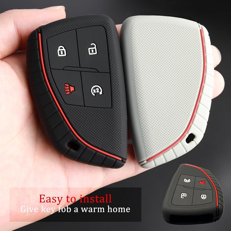 TANDRIVE 4-Button Key Fob Cover for 2023-2026 Chevy and Honda, Silicone, 2-Pack, Black and Gray - Image 4