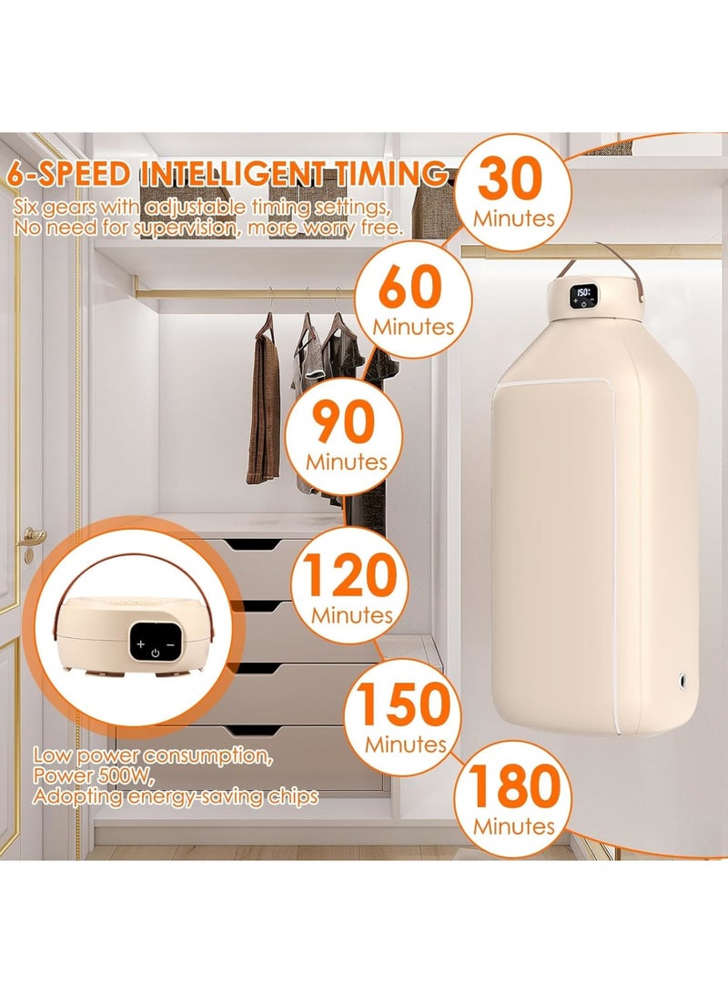 SYOSI Portable Clothes Dryer, Folding Compact Drying Bag with 6 Speed Intelligent Timer, LED Digital Touch Control for Fast Drying, Ideal for Apartments Dorms Travel - Image 4