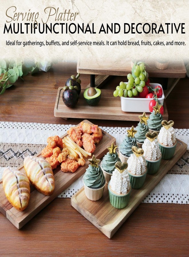 WILDMOS 16.5-inch Acacia Wood Serving Platters Tray,Rectangle Wooden Platter with Raised Edge for Home Kitchen Decor, Food, Cheese, Fruit,Charcuterie, Appetizer Serving Tray. (1, 16.5-inch) - Image 5