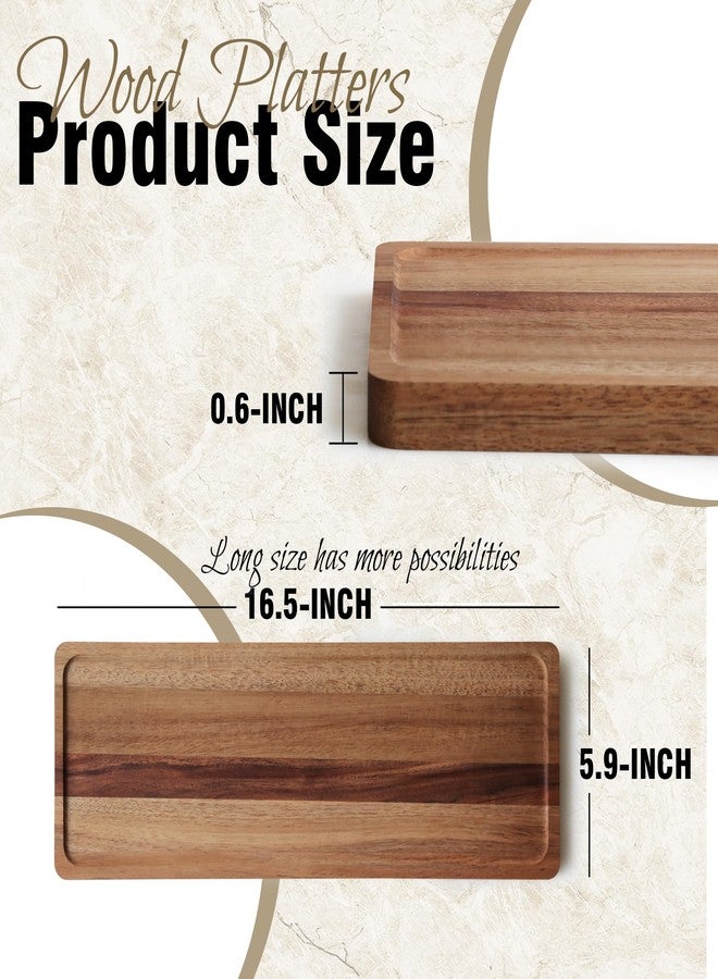 WILDMOS 16.5-inch Acacia Wood Serving Platters Tray,Rectangle Wooden Platter with Raised Edge for Home Kitchen Decor, Food, Cheese, Fruit,Charcuterie, Appetizer Serving Tray. (1, 16.5-inch) - Image 2
