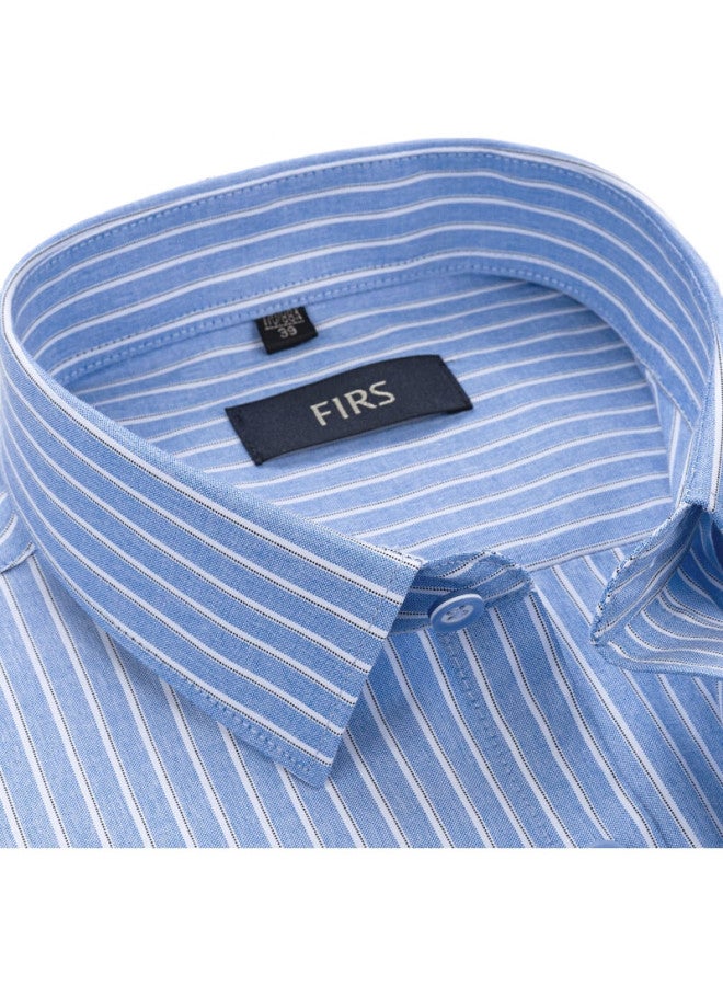 FIRS Men'S Long Sleeve Business Casual Striped Shirt A2181-2 Blue Stripe 43 - Image 1