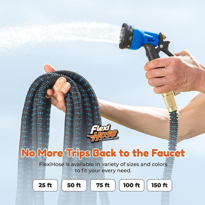 Flexi Hose Expandable Garden Hose with 8 Function Nozzle, 50FT - Lightweight Retractable Garden Hose, Water Hose - No-Kink Flexibility, 3/4 Inch Solid Brass Fittings and Double Latex Core - Image 5