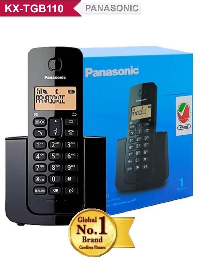 باناسونيك هاتف أرضي لاسلكي مزود بخاصية إظهار هوية المتصل أسود KX-TGB110 - Image 1