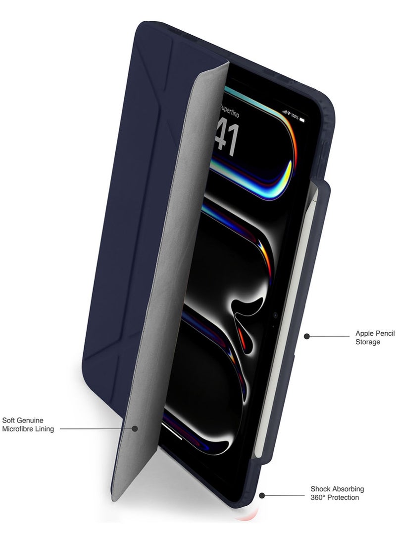 Pipetto Origami No3 Pencil Case for Apple iPad Pro 13 inch Case (2024) M4 Smart Cover with 5 in 1 Stand - Dark Blue - Image 3