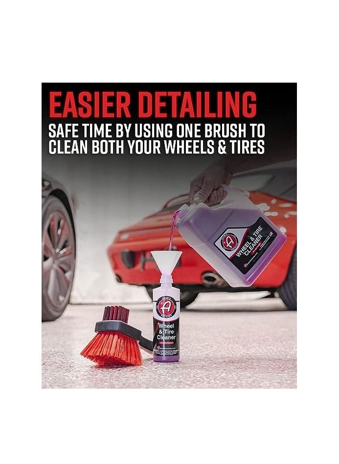 Adam's Polishes - Adam's Double Sided Wheel & Tire Brush Adam’s Double-Sided Wheel & Tire Brush is Rubberized and specifically designed to safely and effectively clean sensitive wheels and low-profile tires. - Image 1