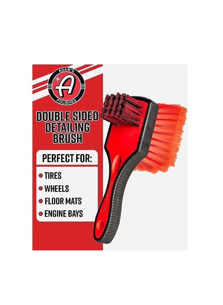 Adam's Polishes - Adam's Double Sided Wheel & Tire Brush Adam’s Double-Sided Wheel & Tire Brush is Rubberized and specifically designed to safely and effectively clean sensitive wheels and low-profile tires. - Image 1