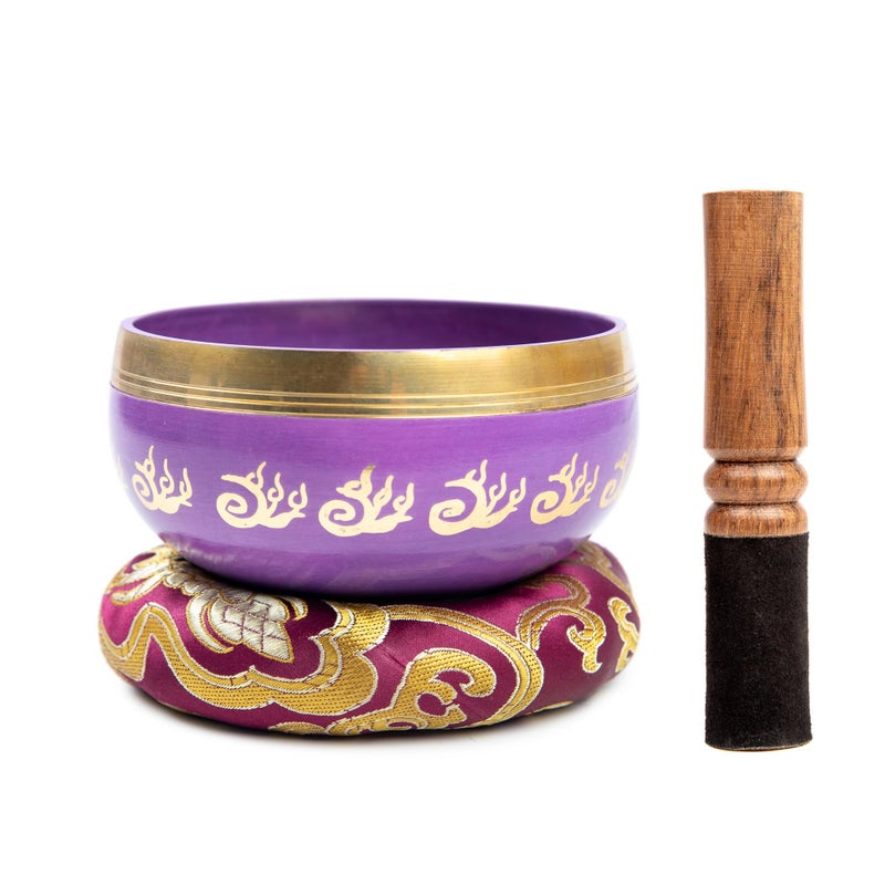 HIMALAYAN BAZAAR Tibetan Singing Bowl Set - 4" Easy To Play Authentic Handmade For Meditation Sound 7 Chakra Healing By HIMALAYAN BAZAAR (Purple, 4") - Image 4