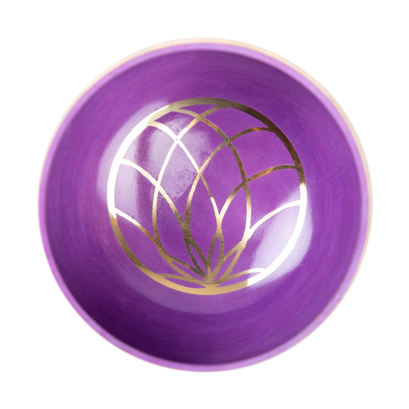 HIMALAYAN BAZAAR Tibetan Singing Bowl Set - 4" Easy To Play Authentic Handmade For Meditation Sound 7 Chakra Healing By HIMALAYAN BAZAAR (Purple, 4") - Image 5
