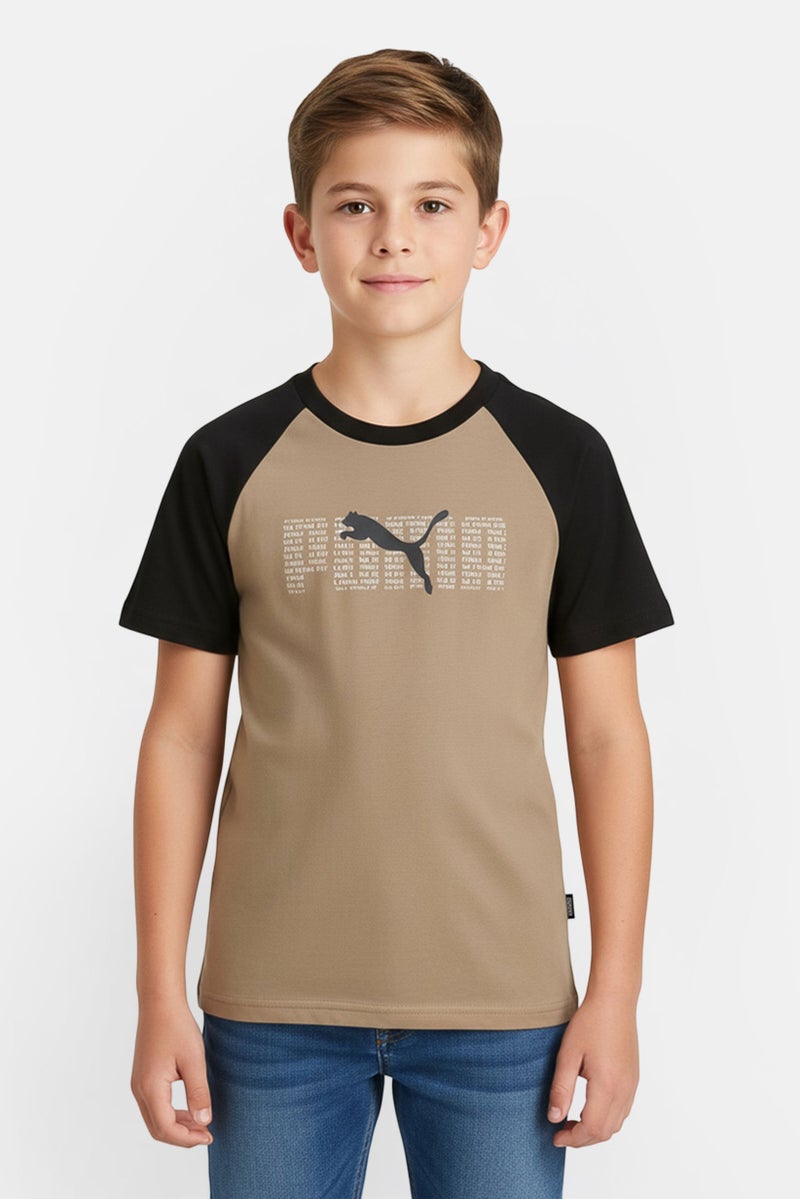 PUMA Kids Boy Sportswear Fit Short Sleeve Outdoor T-shirt, Brown - Image 1