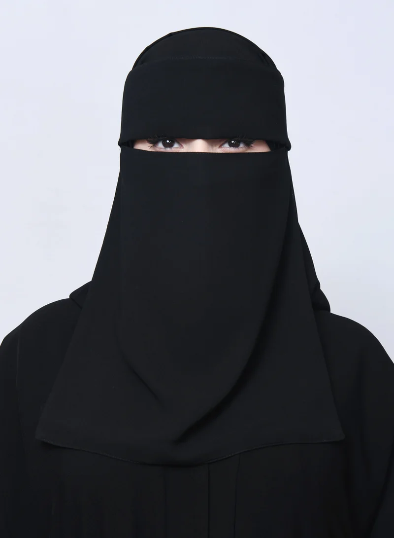 عبايات حوراء نقاب شمسي طويل ببطانة حريرية و رباط اغلاق