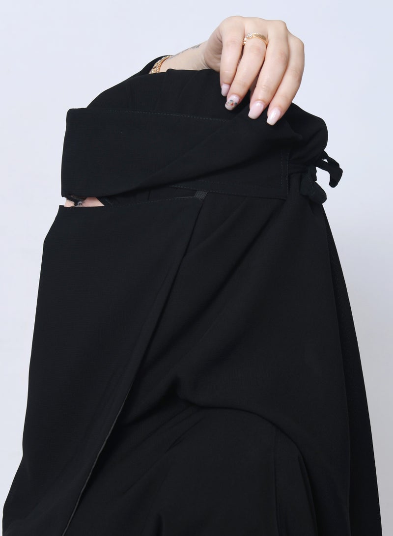 عبايات حوراء نقاب شمسي طويل ببطانة حريرية و رباط اغلاق - Image 5