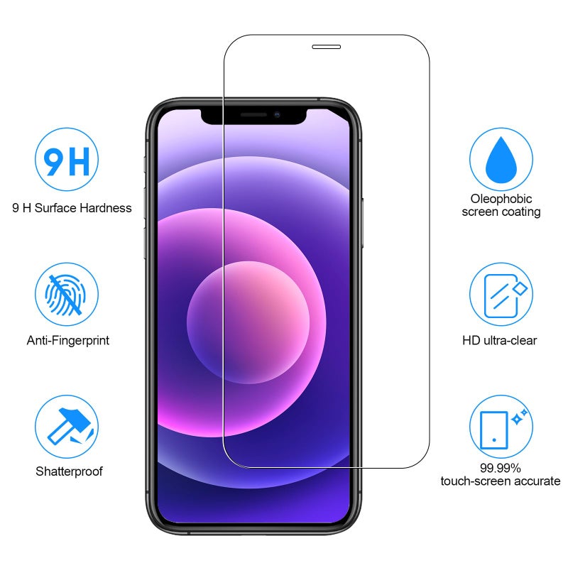 SIBEITU 3 Pack Screen Protector for iPhone 12 Pro Max with 3 Pack Camera Lens Tempered Glass Protector, 6.7 Inch HD Clear Tempered Glass Film 9H Hardness, Scratch Resistent, No Air Bubbles - Image 2