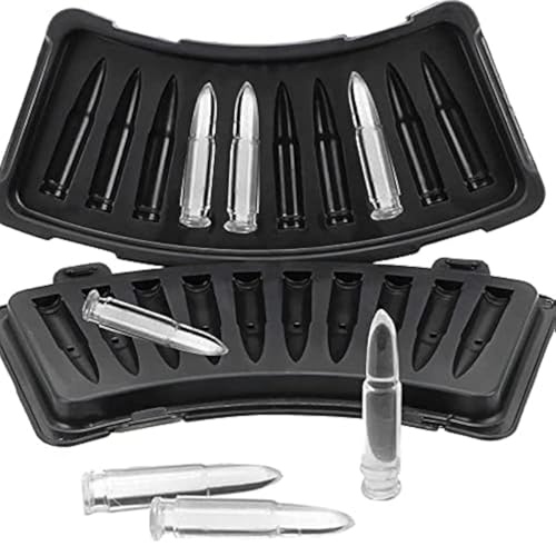 Alexvyan 1 Pcs 10 Cavity Bullet Pop Up Ice Cube Tray with Lid for Freezer with Easy Release Flexible Plastic Bottom, Stackable, Food Grade, Cake Chocolate Mould, Whiskey, Cocktail (Black) - Image 1