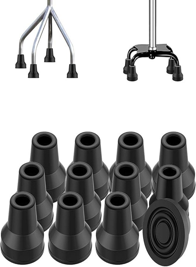 iwalk; Changing Lives iWalk 16mm Heavy-Duty Rubber Shoes for Tripod & Quadpod Walking Sticks - Non-Slip Replacement Tips - Pack of 4 - Image 1