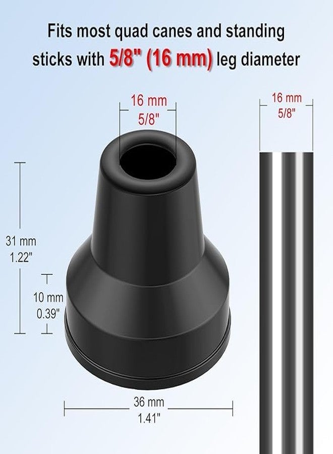 iwalk; Changing Lives iWalk 16mm Heavy-Duty Rubber Shoes for Tripod & Quadpod Walking Sticks - Non-Slip Replacement Tips - Pack of 4 - Image 2