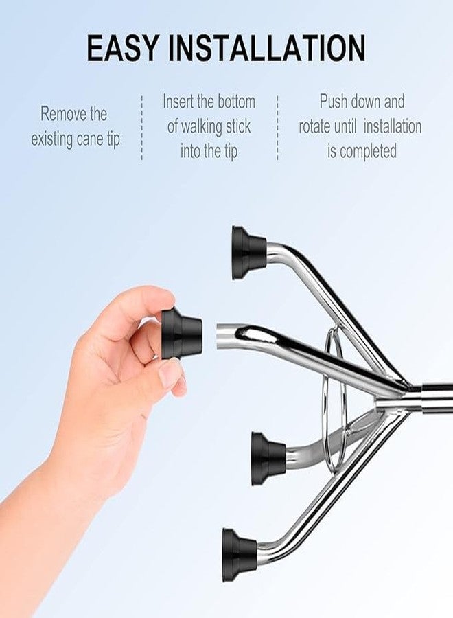 iwalk; Changing Lives iWalk 16mm Heavy-Duty Rubber Shoes for Tripod & Quadpod Walking Sticks - Non-Slip Replacement Tips - Pack of 4 - Image 3