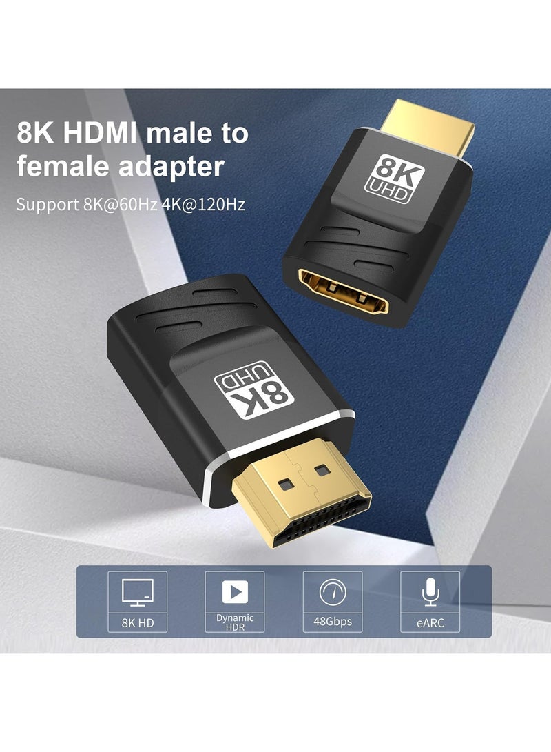 Excefore 2 Pack 8K HDMI Coupler, 2.1 Female to Female Adapter and HDMI Male to Female Connector, Support 8K@60Hz, 4K@120Hz, HDR, eARC, Suitable for Laptop, PC, Monitor - Image 2