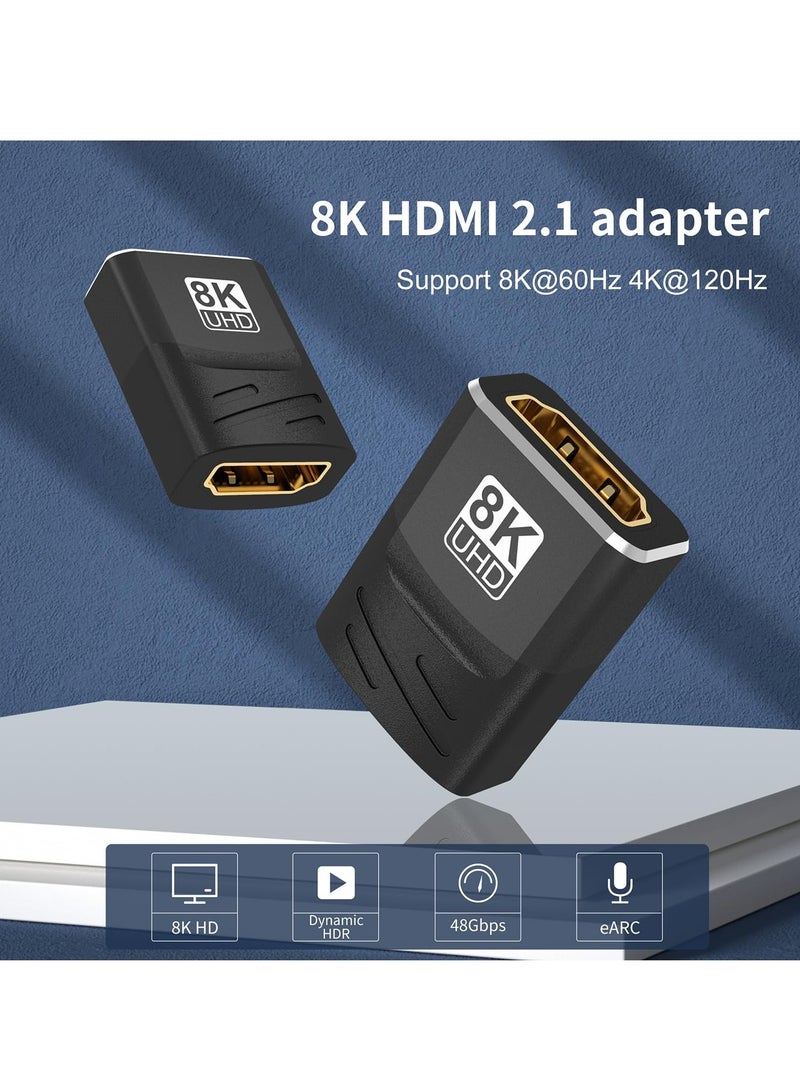 Excefore 2 Pack 8K HDMI Coupler, 2.1 Female to Female Adapter and HDMI Male to Female Connector, Support 8K@60Hz, 4K@120Hz, HDR, eARC, Suitable for Laptop, PC, Monitor - Image 3
