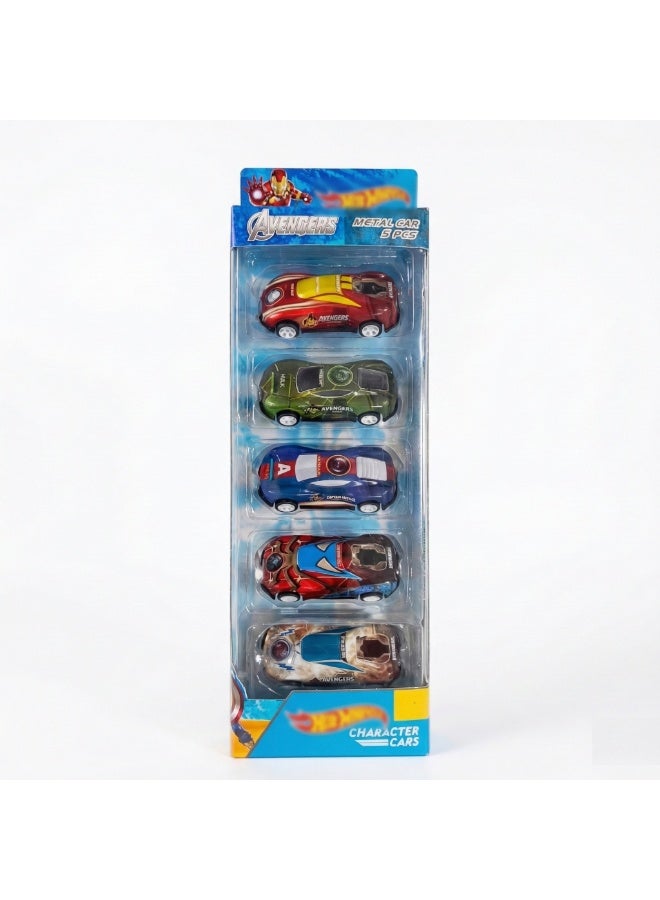 أفينجيرز طقم سيارات شخصيات مارفل أيفينجرز 5 قطع – مجموعة سيارات سباق معدنية للأبطال الخارقين - Image 1