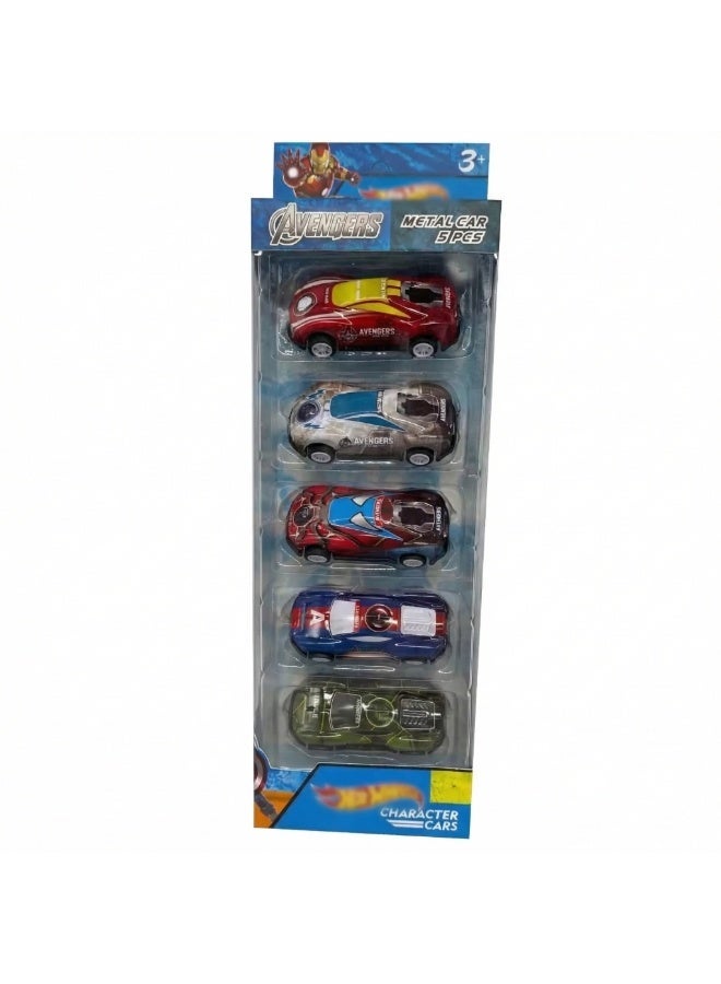 أفينجيرز طقم سيارات شخصيات مارفل أيفينجرز 5 قطع – مجموعة سيارات سباق معدنية للأبطال الخارقين - Image 2
