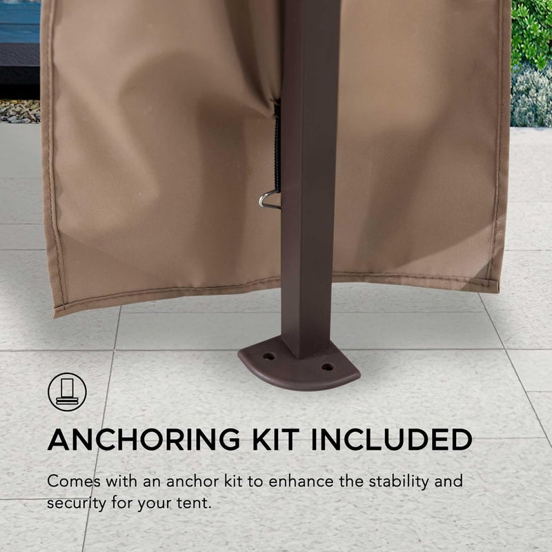 Sunjoy SUNJOY 11x11 ft PopUp Instant Gazebo Outdoor Portable Steel Frame 2Tier Top CanopyTent with Netting and Carry Bag Khaki  - Image 5