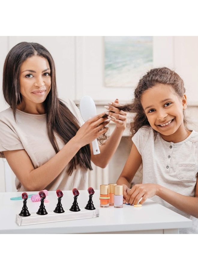 Blulu 4 Sets Acrylic Nail Display Stand Tip Holder Magnetic Nail Practice Stand Fingernail DIY Nail Art Stand for False Tip Manicure Tool (Gold, Silver, Black, White) - Image 5